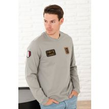 AERONAUTICA MILITARE - Camiseta de manga larga de algodón gris piedra con parches