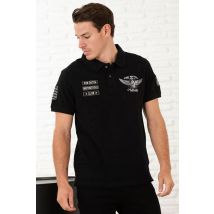 VON DUTCH - Polo de algodón negro con parches blancos