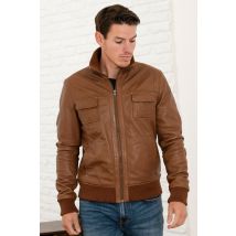 SERGE PARIENTE - Bomber in pelle color cognac