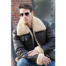 CITYZEN - Bomber in shearling marrone e beige