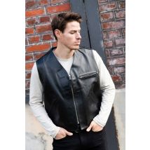 BUCO - Gilet biker in pelle di bufalo nero