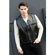 BUCO - Gilet biker in pelle di cavallo nera