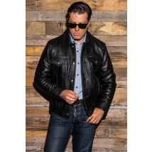 MASTER - Giacca con collo a camicia in pelle di vacchetta