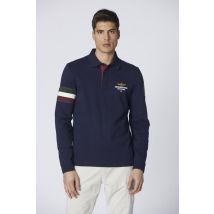 AERONAUTICA MILITARE - Polo in jersey blu scuro con inserto tricolore