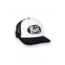 BUCO - Cappellino trucker bianco e nero con logo bianco e nero