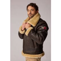 PATROUILLE DE FRANCE - Cazadora bomber de borreguillo marrón con licencia Patrouille de France