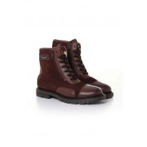 AERONAUTICA MILITARE - Botas piloto de piel serraje marrón oscuro