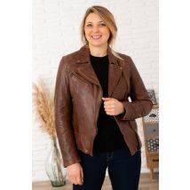 ROSE GARDEN - Giacca biker da donna in pelle color bisonte