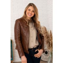 ROSE GARDEN - Chaqueta biker de piel fina y ligera con cuello bisonte