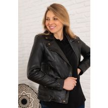 ROSE GARDEN - Giacca biker in pelle nera da donna