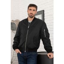 SCHOTT - Cazadora bomber lavada MA-1 de nailon reciclado negro