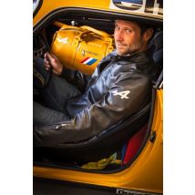 ALPINE - Chaqueta de hombre Alpine de piel negra con cuello motero
