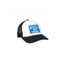 BUCO - Berretto da camionista con logo del prodotto blu e bianco