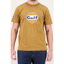 GULF - T-shirt in cotone color caramello con logo Gulf