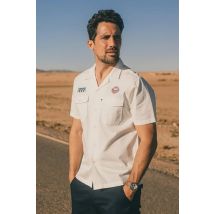 GULF - Camicia a maniche corte color ecrù con tasche sul petto