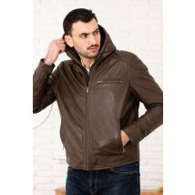 SERGE PARIENTE - Chaqueta de piel con capucha desmontable en marrón técnico