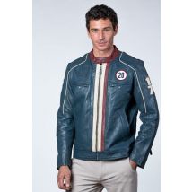 STEVE MCQUEEN - Giacca da corsa in pelle blu reale