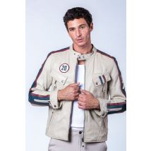 STEVE MCQUEEN - Giacca in pelle con colletto da motociclista color ecru di Steve McQueen