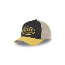 VON DUTCH - Cappellino a rete nero, ecrù e giallo