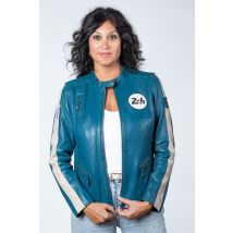 24H LE MANS - Chaqueta de cuero de carreras curtido vegetal en color azul océano