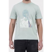 STEVE MCQUEEN - Maglietta blu turchese con illustrazione grafica di Steve McQueen