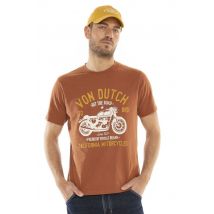 VON DUTCH - T-shirt terracotta con stampa moto