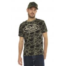 VON DUTCH - Camiseta de algodón negra y caqui con estampado de calaveras