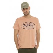 VON DUTCH - Camiseta de algodón fino rosa pálido con logotipo negro