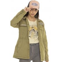 VON DUTCH - Giacca da donna in cotone color cachi in stile militare