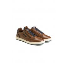 REDSKINS - Sneakers in pelle color cognac e blu navy