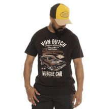VON DUTCH - Camiseta de algodón negra con temática de muscle car