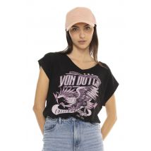 VON DUTCH - Camiseta negra con ilustración de águila rosa