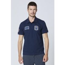 AERONAUTICA MILITARE - Polo in cotone blu navy con toppa dell'aviazione italiana