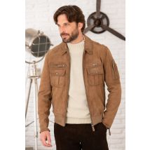 AERONAUTICA MILITARE - Chaqueta bomber de piel de ante con emblema metálico
