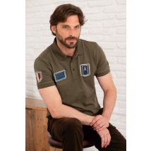 AERONAUTICA MILITARE - Polo de algodón verde oliva con parches desgastados