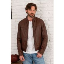 SERGE PARIENTE - Chaqueta de cuero ligera marrón