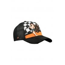 ROCK N FREE LIFE - Gorra de camionero negra con estampado de carreras de coches