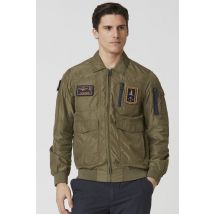 AERONAUTICA MILITARE - Chaqueta de cuello camisero de poliéster verde militar