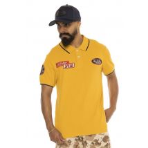 VON DUTCH - Polo de sarga de algodón amarillo con insignias