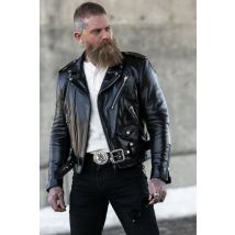 MASTER - Giacca da motociclista in pelle bovina conciata al vegetale nera