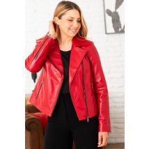 CITYZEN - Elegante perlrote Leder-Bikerjacke