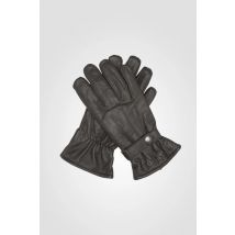 SCHOTT - Guantes con broches de piel de búfalo marrón