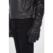 SCHOTT - Guantes de piel de búfalo negra con broches