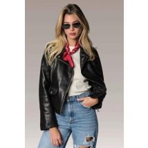 REDSKINS - Chaqueta de cuero estilo rock negro para mujer