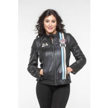 24H LE MANS - Chaqueta de cuero negra 24h du mans 66 para mujer