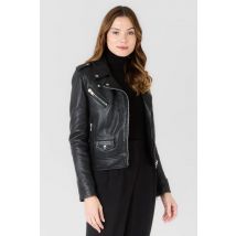 SERGE PARIENTE - Chaqueta biker negra de mujer en piel suave