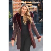 CITYZEN - Elegante cappotto in pelle di pecora bordeaux double-face