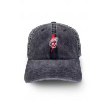 KOME'S ROAD - Gorra de algodón gris con logo de calavera bordado