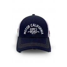 KOME'S ROAD - Gorra de malla azul marino y blanca con logotipo estampado.