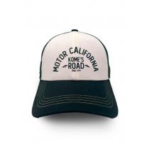 KOME'S ROAD - Gorra de malla verde oscuro y blanca con logotipo impreso.